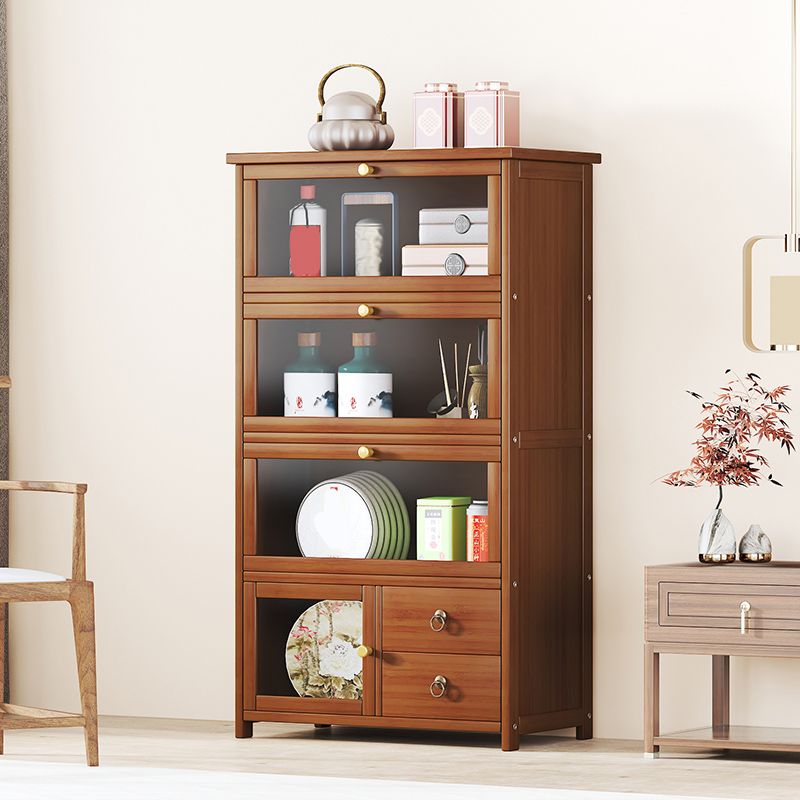 Mid-Century Modern Wood Accent Cabinet 26.4" W Glass Paned Chest in Brown Clearhalo 'Cabinets & Chests' 'cabinets_chests' 'furn' 'furn_cabinets_chests' 'Furniture' 'Living Room Furniture' 1200x1200_79c14e2e-362f-4028-a4eb-250c69e4b913