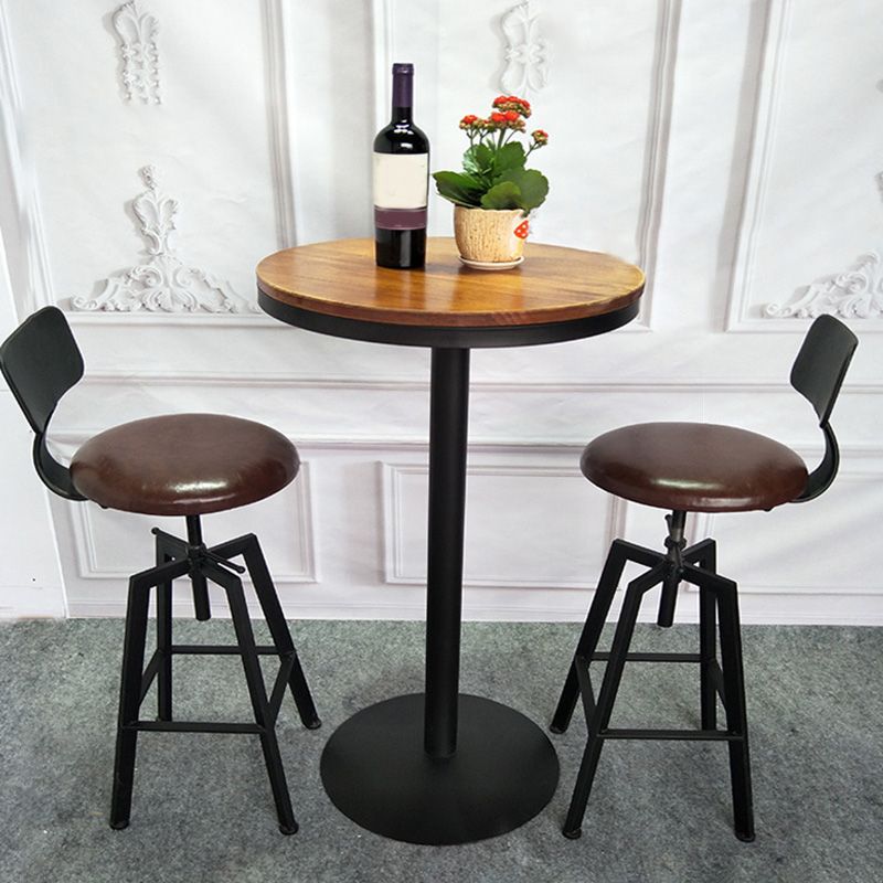 Industrial Metal Barstool Faux Leather Upholstered Counter Stool in Matte Finish