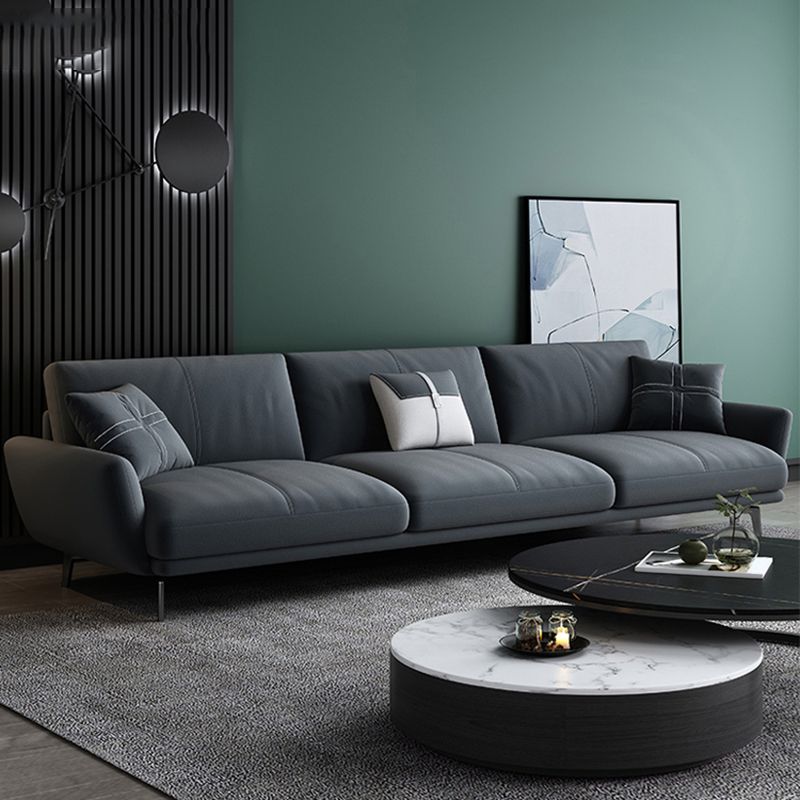 Faux Leather Flared Arm Sofa Pillows Back Couch for Three People Clearhalo 'Furniture' 'furniture_sofas' 'Living Room Furniture' 'Sofa' 'sofas' 1200x1200_79c286ee-9035-4967-803d-994478681a7d