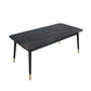Stone Top Table Contemporary Rectangle Table with 4 Legs in Black