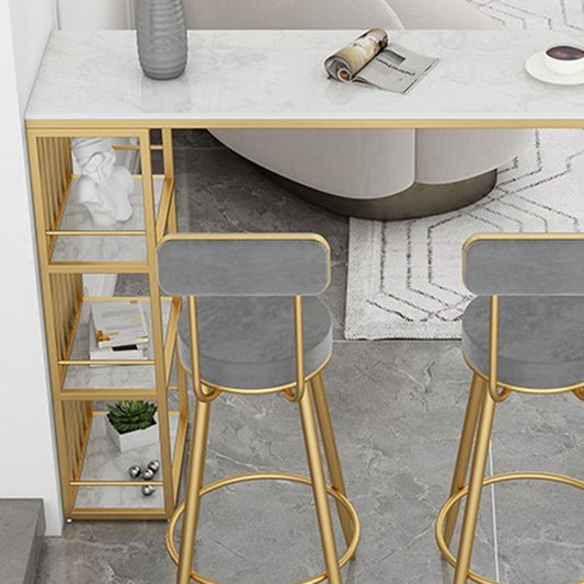 Tavolo da bar in stile contemporaneo in pietra doppia banda bar per bistrot piedistallo con archiviazione