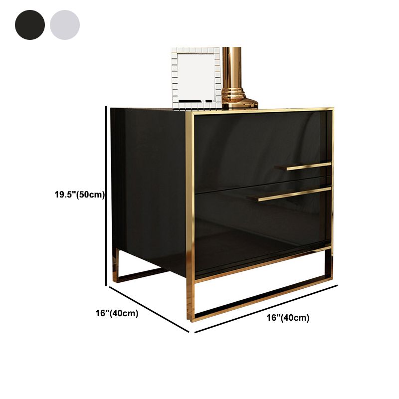 Moderner Metallrahmen Massivholz Top weiß/schwarz/grau Nachttisch