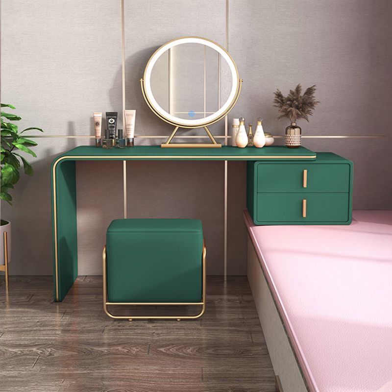 Cassetti doppi glam Camera da letto in pelle finta con tavolo da trucco e vanità per il trucco delle feci