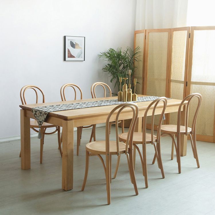 Set da pranzo in legno in solido moderno 1/2/5/7 pezzi Finitura naturale Dinette con sedie in legno