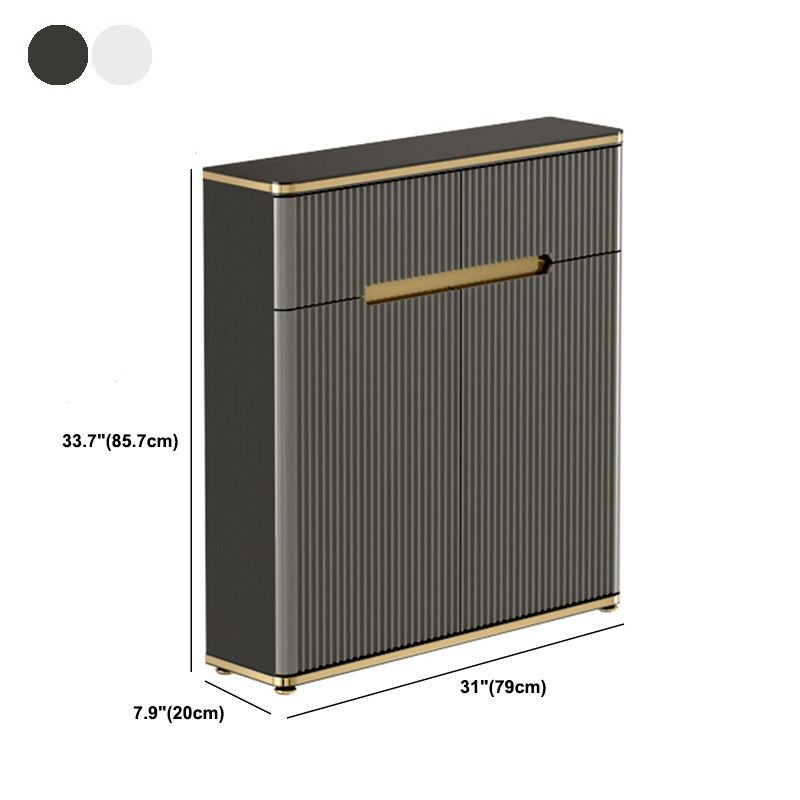 Glam Dark Gray Credenza Sintered Stone Top Sideboard Cabinet for Dining Room Clearhalo 'buffet_sideboard' 'Buffets & Sideboards' 'furn' 'furn_buffet_sideboard' 'Furniture' 'Kitchen & Dining Furniture' 1200x1200_79cc254a-b58f-4f11-bcc1-4758f4519975