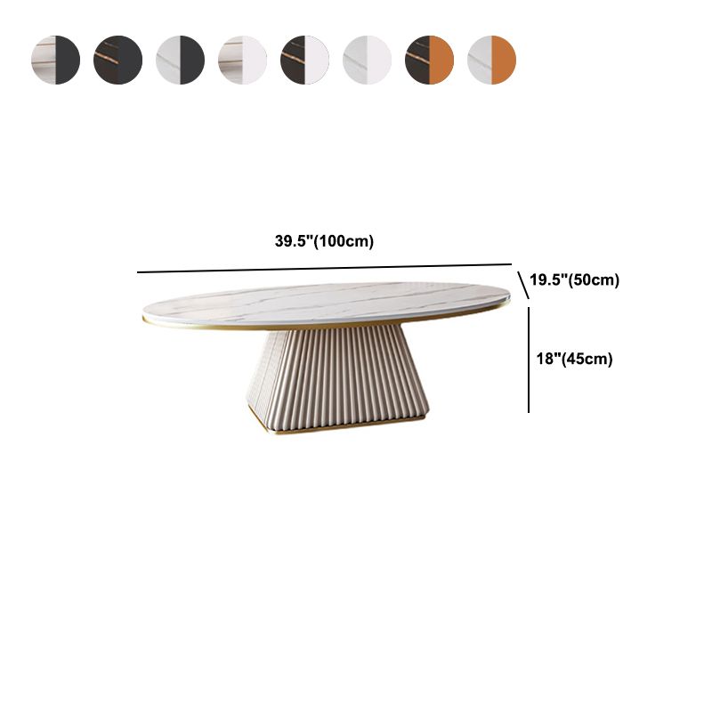 Elliptical Stone Coffee Table Pedestal 1 Single Cocktail Table - 17.72" H Clearhalo 'Coffee & Accent Tables' 'Coffee Tables' 'coffee_tables' 'furn' 'furn_coffee_tables' 'Furniture' 'Living Room Furniture' 1200x1200_79cd4d78-ae31-4eb7-8bd1-60deaadabb82