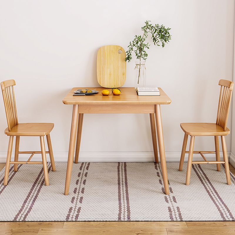 Modern Square Natural Rubberwood Space Saving Dining Table with 4 Legs Clearhalo 'Dining Tables & Seating' 'Dining Tables' 'dining_table' 'furn' 'furn_dining_table' 'Furniture' 'Kitchen & Dining Furniture' 1200x1200_79cd97fa-6d65-47f7-8f0b-0f03e9cdce34