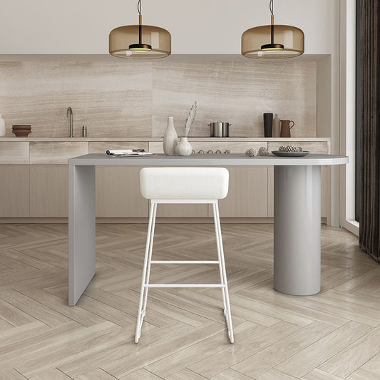 Mesa de barra de madera falsa mesa de pub de doble pedestal moderna para uso de patio