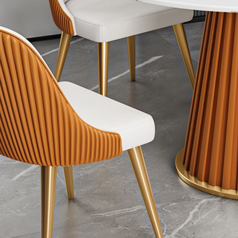 Table à manger ronde contemporaine, plateau en pierre frittée blanche, guéridon pour la maison