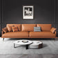 Modern Sofa with Bolster Pillows 31.5"High Square Arm Sofa with Hair Pin Legs, Dark Brown Clearhalo 'furn' 'furn_sofas' 'Furniture' 'furniture_sofas' 'kitchen' 'kitchen_sofas' 'Living Room Furniture' 'Sofa' 'sofas' 1200x1200_79d1725c-2c4e-451f-8b07-e1d05f4782b3