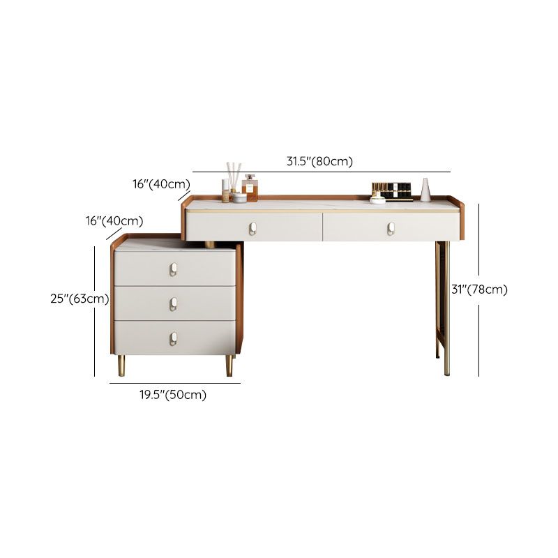 Glam -stijl stenen topkruidtafel voor slaapkamer oranje ijdelheid set