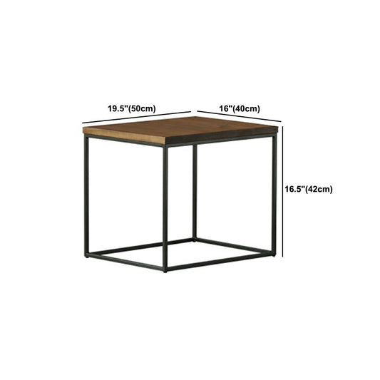 Tavolino brone moderno top in legno massiccio e base di ferro per casa