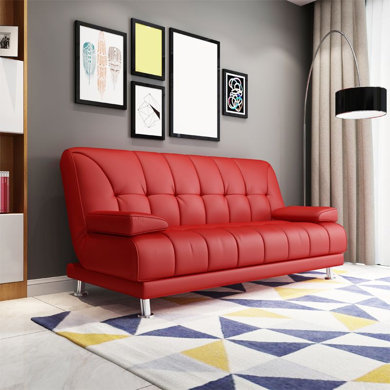 Faux Leather Pillow Top Arm Loveseat with Foldable and Wear-resisting for Living Room Clearhalo 'furn' 'furn_sofas' 'Furniture' 'furniture_sofas' 'kitchen' 'kitchen_sofas' 'Living Room Furniture' 'Sofa' 'sofas' 1200x1200_79d57931-7343-4ca2-a439-ba0149d599d8