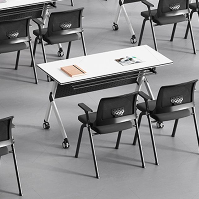 Contemporary Office Desk with Wheels White Manufactured Wood Rectangular Desk Clearhalo 'furn' 'furn_office_desk' 'Furniture' 'Office Desks' 'Office Furniture' 'office_desk' 1200x1200_79d7ac6e-dcd5-4fc2-a09d-607b26da0873