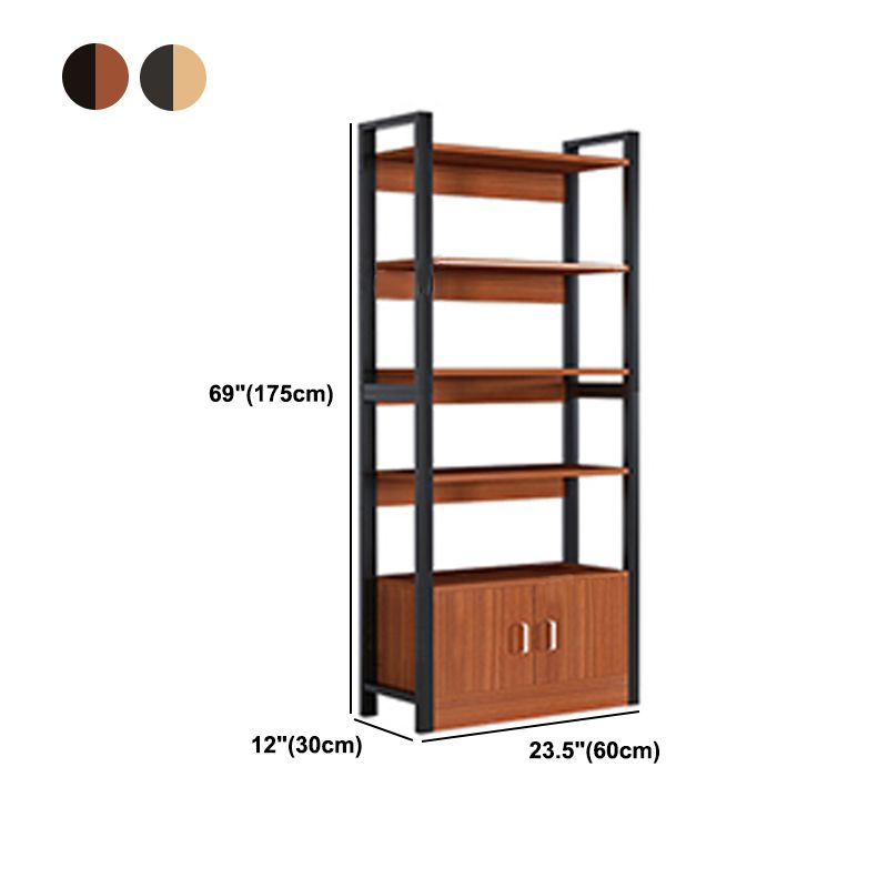 Industrial Etagere Bookshelf Steel Frame Manufactured Wood Shelf Bookshelf with Door Clearhalo 'Bookcases' 'furn' 'furn_bookcases' 'Furniture' 'furniture_bookcases' 'kitchen' 'kitchen_bookcases' 'Living Room Furniture' 'Office Furniture' 1200x1200_79d92f9e-b9f6-4f2a-8ea6-363e2b2a7f40