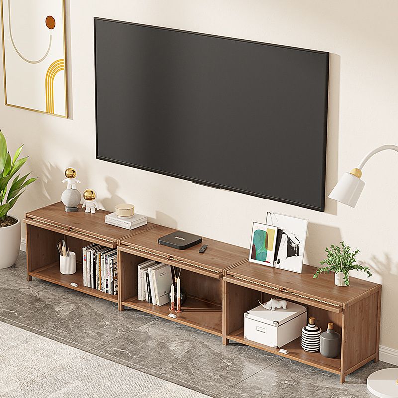 Console scandinave en bambou avec rangement fermé et portes