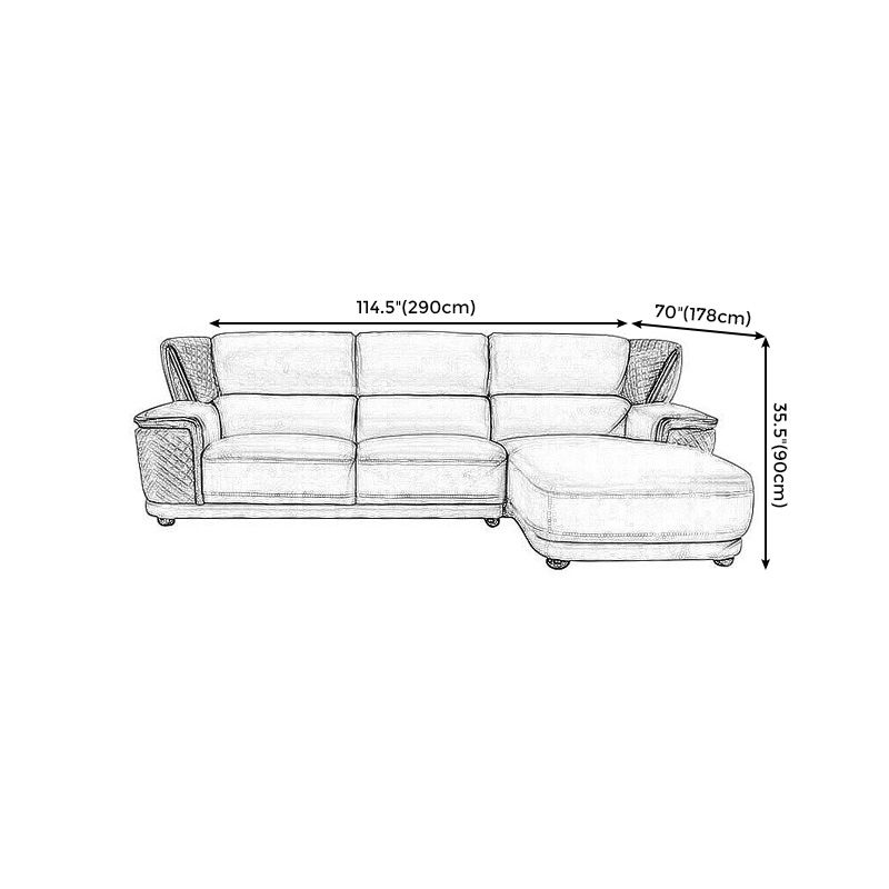 Genuine Leather Sectional Grey Cushion Back Sofa and Chaise for Living Room Clearhalo 'furn' 'furn_sectionals' 'Furniture' 'furniture_sectionals' 'Living Room Furniture' 'Sectionals' 1200x1200_79db9d15-986e-4f87-99ce-bfc49462607e