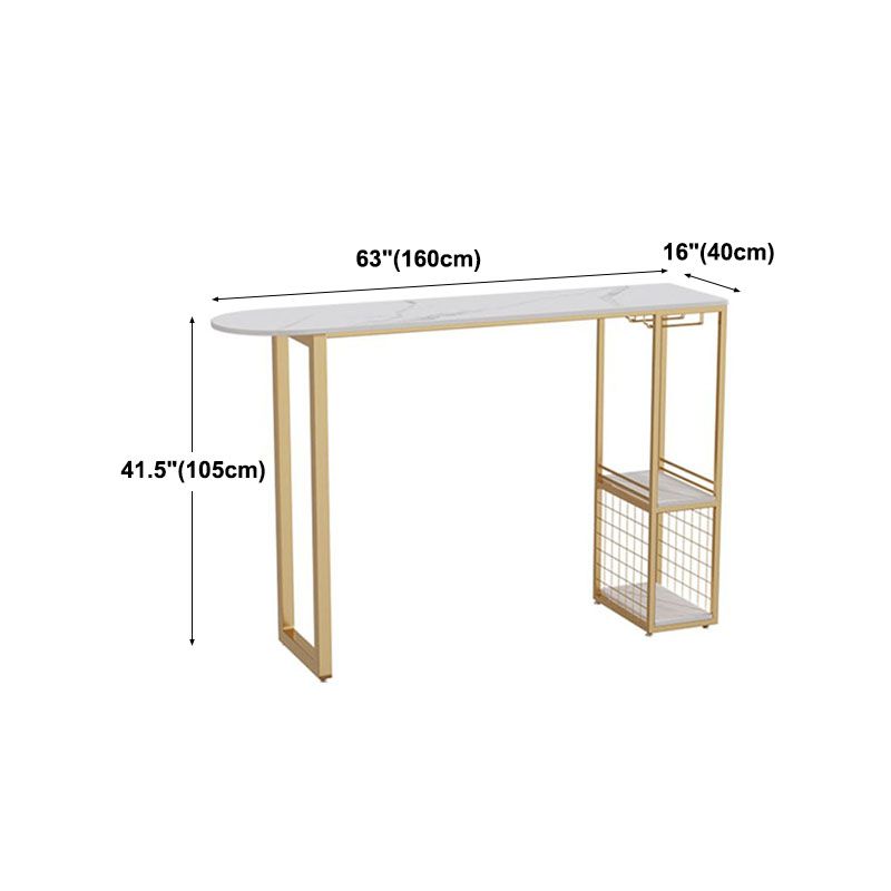 Stone Top Cocktail Bar Table 42-inch Height Metal Base Bar Height Storage Table Clearhalo 'Bar Furniture' 'Bar Tables' 'bar_tables' 'furn' 'furn_bar_tables' 'Furniture' 'furniture_bar_tables' 'Kitchen & Dining Furniture' 'kitchen&dining_furn' 'kitchen' 1200x1200_79dbb88c-9c1c-47e1-8534-a392bbef3300