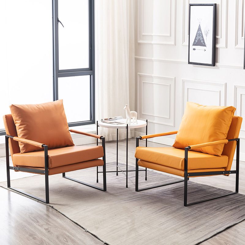 Industrial Metal Armchair Leather Upholstered Accent Armchair Clearhalo 'Accent Chairs' 'accent_chairs' 'Chairs & Seating' 'furn' 'furn_accent_chairs' 'Furniture' 'Living Room Furniture' 1200x1200_79dc6e0e-3dfe-4da3-88cc-40c745340e94