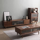 Traditional TV Stand Console with Drawers Rubberwood TV Media Stand