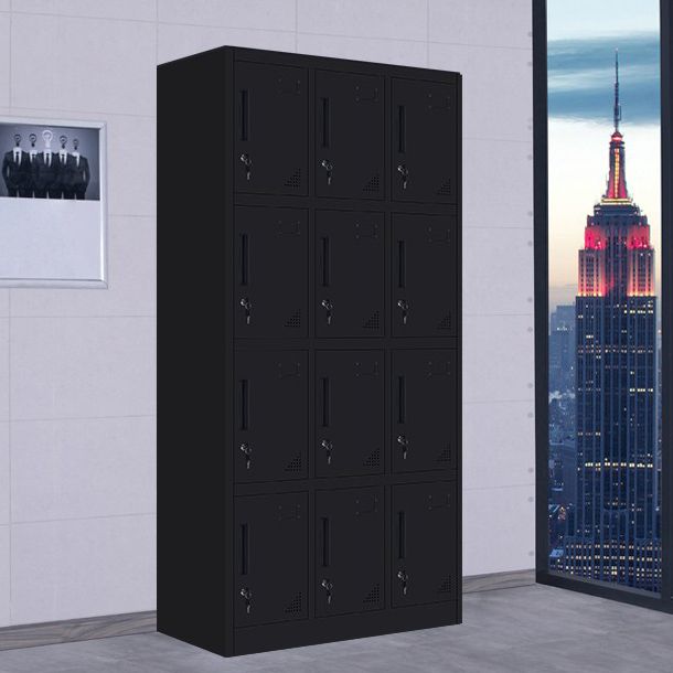 Black Steel Wardrobe with Hinged Door Industrial Storage Cabinet for Bathroom Clearhalo 'Armoires & Wardrobes' 'armoires_wardrobes' 'Bedroom Furniture' 'furn' 'furn_armoires_wardrobes' 'Furniture' 1200x1200_79e20073-f471-4cd4-8a1a-3e77780f8a17