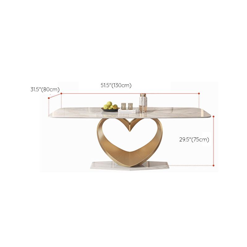 Traditional Luxury Dining Table Rectangle Pedestal Table with Steel Base