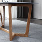 Modern Style Dining Table Sintered Stone Trestle Table with Wooden Base