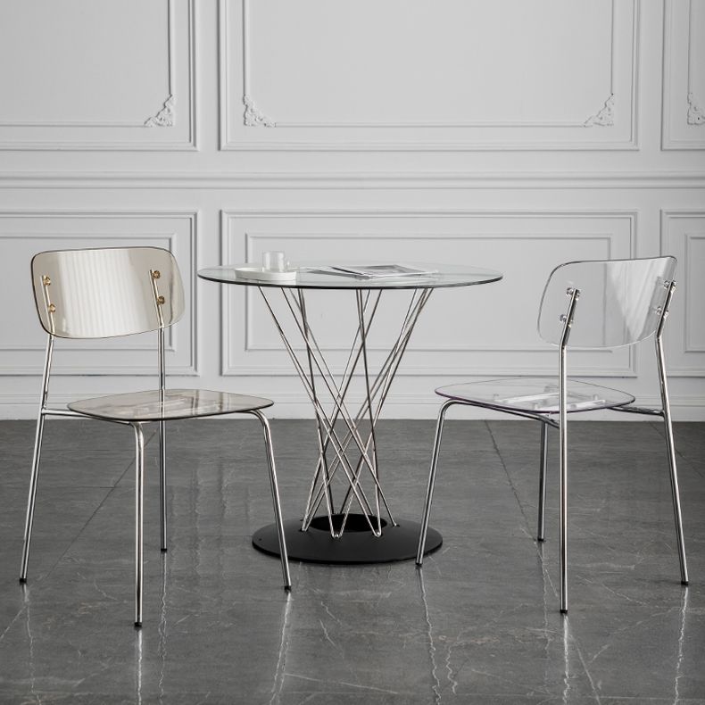 Glam Style Plastic Dining Armless Chairs Stacking Open Back Dining Chair Clearhalo ' kitchen&dining_furn' 'Dining Chairs' 'Dining Tables & Seating' 'dining_chair' 'furn' 'furn_dining_chair' 'Furniture' 'furniture_dining_chair' 'Kitchen & Dining Furniture' 'kitchen' 1200x1200_79e3cf23-cf4c-4d9f-9072-f4e4be348b66