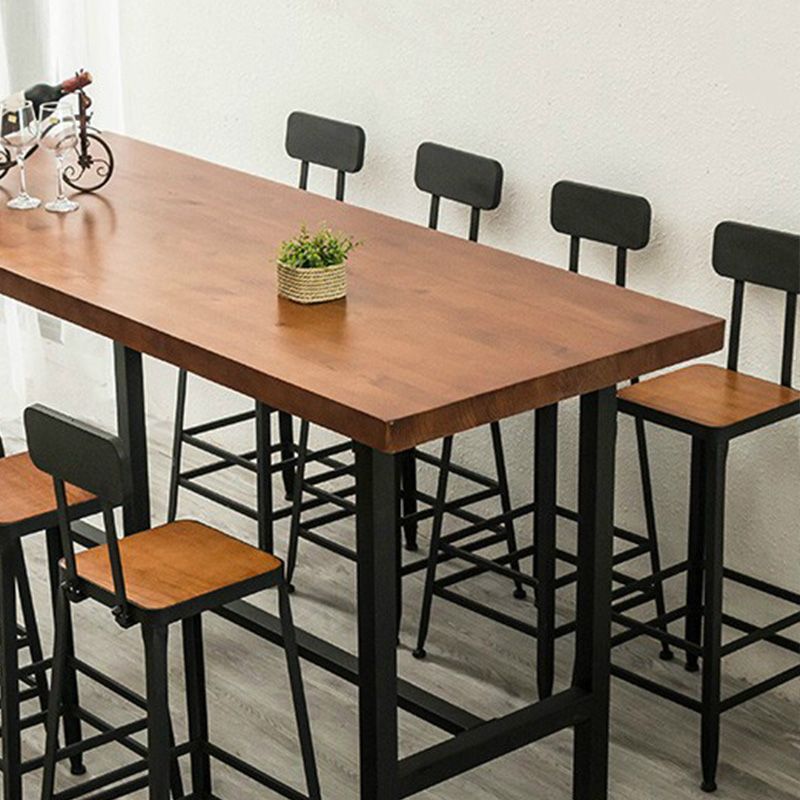 Mesa de bar con base metálica moderna Mesa rectangular de madera para pub bistró