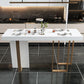 Marmeren dubbele voetstuk patio balk tafel indoor bistro bar hoogte cocktailtafel in wit