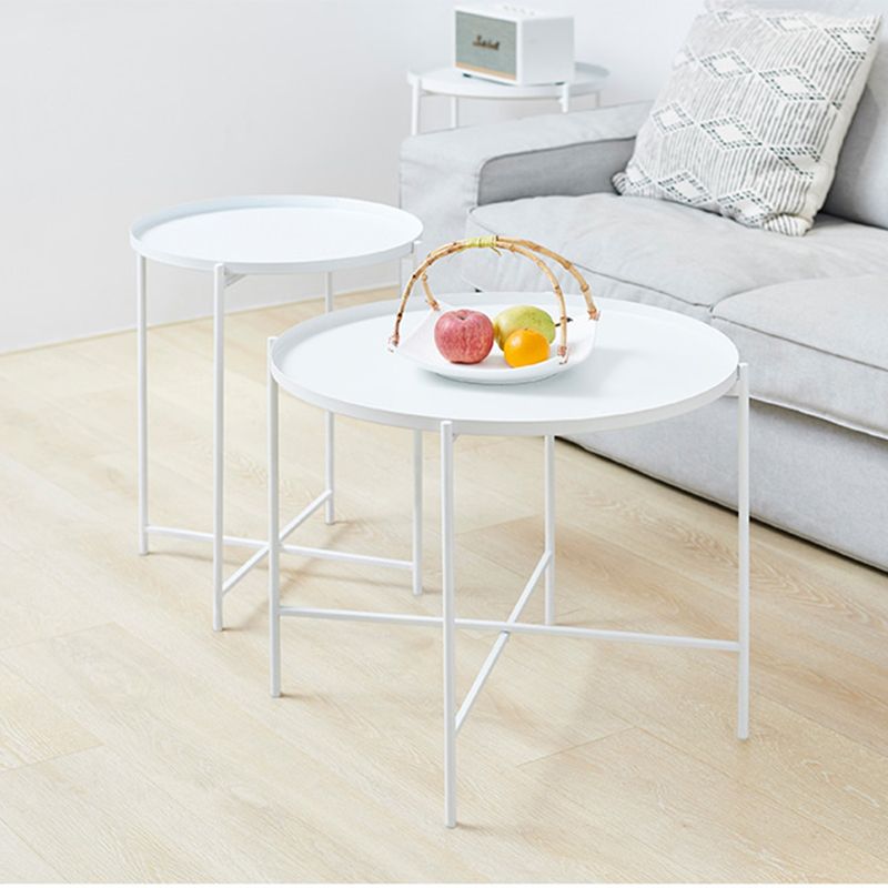 Cross Legs Tray Top Coffee Table Round Metallic Cocktail Table Clearhalo 'Coffee & Accent Tables' 'Coffee Tables' 'coffee_tables' 'furn' 'furn_coffee_tables' 'Furniture' 'Living Room Furniture' 1200x1200_79ea7831-ebb0-4817-a659-7a1b4a4dbd8f