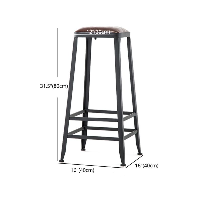 Industrial Footrest Armless Barstool Leather Stackable Coffee Shop Stool Clearhalo 'Bar Furniture' 'Bar Stools' 'bar_stools' 'furn' 'furn_bar_stools' 'Furniture' 'furniture_bar_stools' 'Kitchen & Dining Furniture' 1200x1200_79eb7263-3860-4908-94ef-da97a486f450