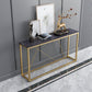 Glam Stone Console Table 12" W Rectangle Frame Accent Table for Hall