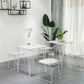 Armless Kitchen Dining Side Chair Metal Dining Chair in White