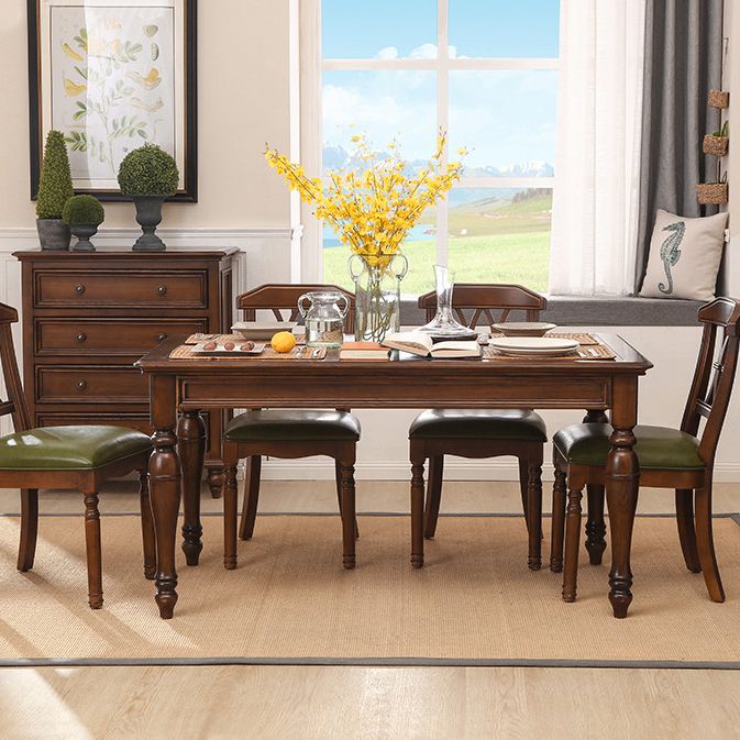 Ash Wood Top Table Solid Wood Mid-Century Modern Rectangle Dining Table for Dining Room