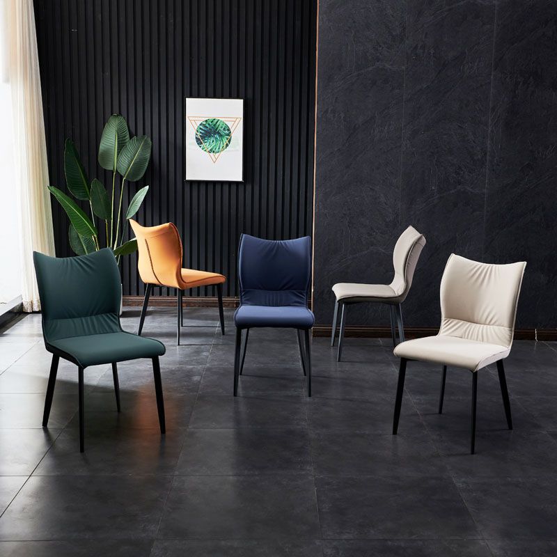 Contemporary PU Leather Dining Chairs Armless Solid Back Side Chairs for Home Use Clearhalo ' kitchen&dining_furn' 'Dining Chairs' 'Dining Tables & Seating' 'dining_chair' 'furn' 'furn_dining_chair' 'Furniture' 'furniture_dining_chair' 'Kitchen & Dining Furniture' 'kitchen' 1200x1200_79f09589-9bbd-48b3-bb5a-5bdd629c0ad6