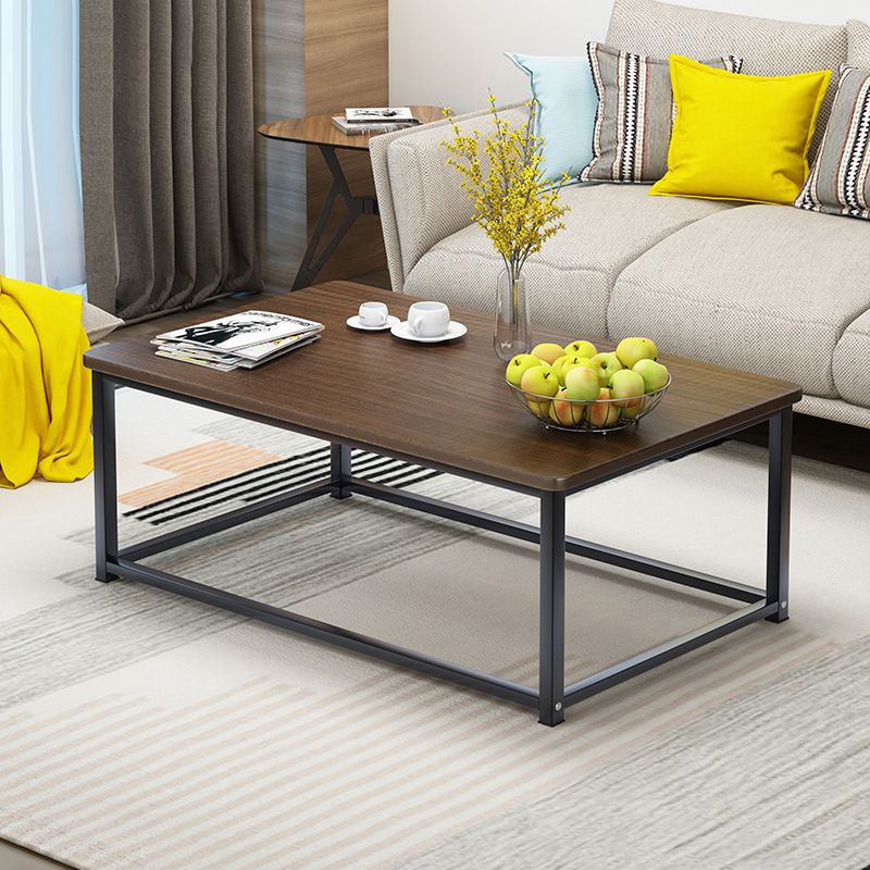 Modern Style Rectangular Wooden Table with Metal Frame Base Coffee Table Clearhalo 'Coffee & Accent Tables' 'Coffee Tables' 'coffee_tables' 'furn' 'furn_coffee_tables' 'Furniture' 'Living Room Furniture' 1200x1200_79f2295b-7c04-4aca-bcc9-4b1ed0aa6643