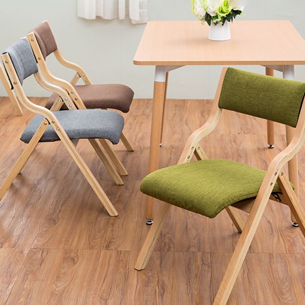 Contemporary Open Linen Side Chair Matte Finish Folding Dining Chair with Natural Legs Clearhalo ' kitchen&dining_furn' 'Dining Chairs' 'Dining Tables & Seating' 'dining_chair' 'furn' 'furn_dining_chair' 'Furniture' 'furniture_dining_chair' 'Kitchen & Dining Furniture' 'kitchen' 1200x1200_79f22a80-698d-4404-9e34-07845d37e647