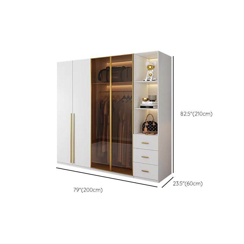 Modern White Wood Frame Wardrobe Armoire Freestanding Wardrobe with Soft Close Drawers