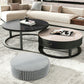 Round Slate Top Coffee Table Set Frame Cocktail Table with Storage Drawers Clearhalo 'Coffee & Accent Tables' 'Coffee Tables' 'coffee_tables' 'furn' 'furn_coffee_tables' 'Furniture' 'Living Room Furniture' 1200x1200_79f534ee-2d12-4446-8c79-417ba5f7f834