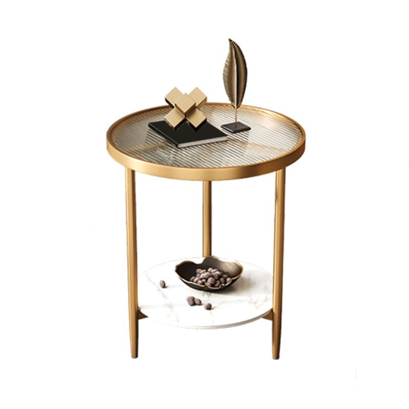 19.69" W x 19.69" D x 22.83" H Side End Table Glass Round Side Table with Shelf