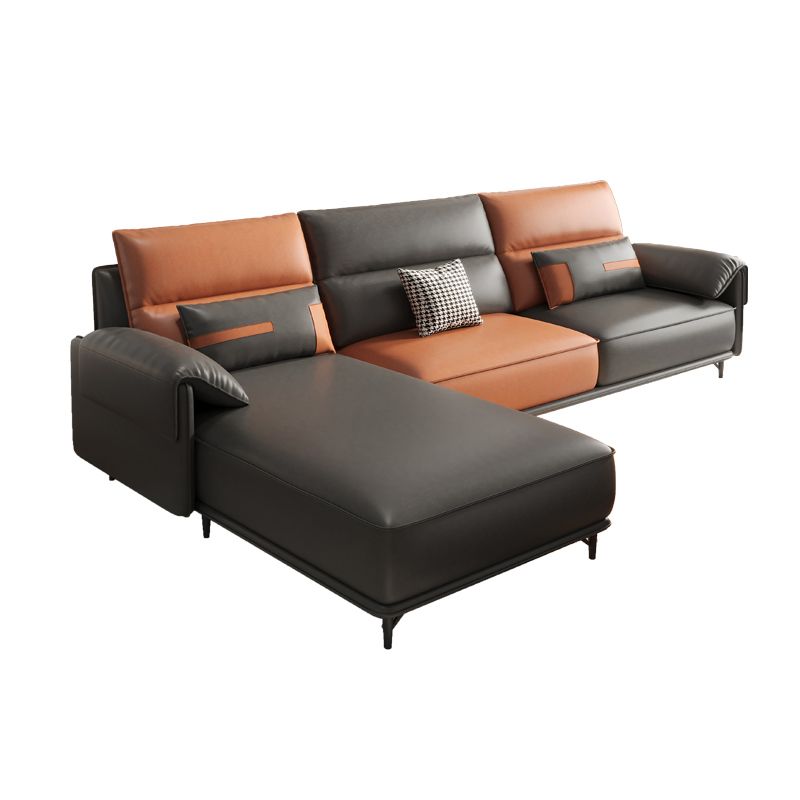 Sofá contemporáneo de brazos de almohada Sala de estar de cuero sintética