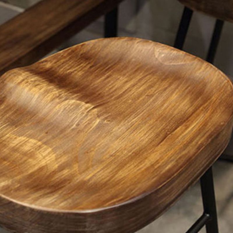 Industrial Armless Backless Counter Stool Iron Cafe Bar Stool with Wooden Seat and Pedal