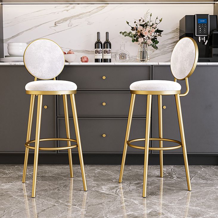 Nordic Glam Style Bar-stool Round Counter Bar-stool with Metal Legs for Home Clearhalo 'Bar Furniture' 'Bar Stools' 'bar_stools' 'furn' 'furn_bar_stools' 'Furniture' 'Kitchen & Dining Furniture' 1200x1200_79ff0dbb-6a5b-4f7a-a29d-4f9eec574ae5
