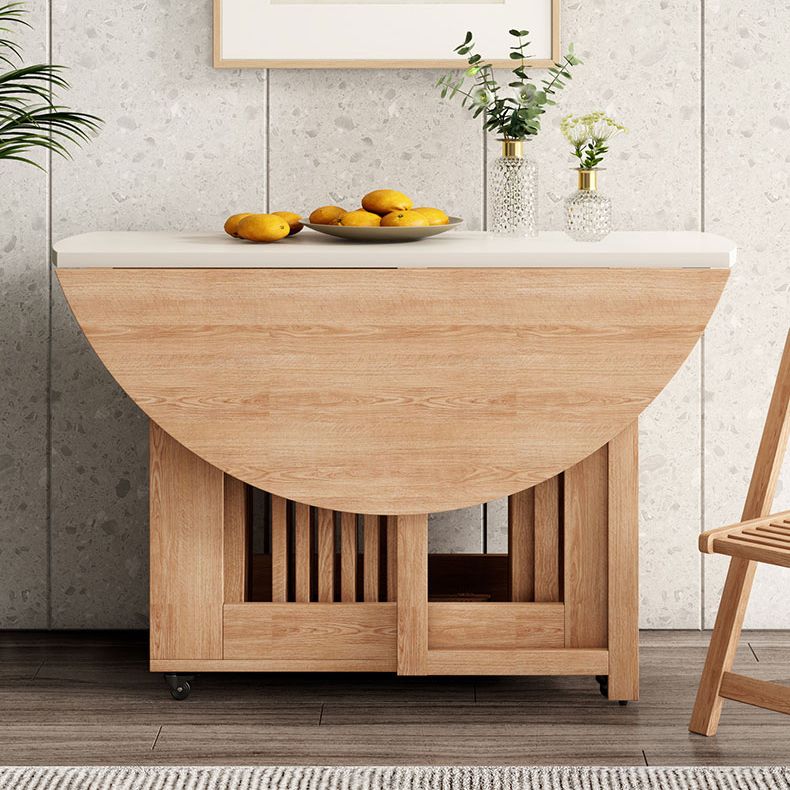 Round Mid-Century Modern Dining Table Drop-Leaf Table,47.2"L x 47.2"L x 29.1"H Clearhalo ' dining_table' 'Dining Tables & Seating' 'Dining Tables' 'furn' 'furn_dining_table' 'Furniture' 'furniture_dining_table' 'Kitchen & Dining Furniture' 'kitchen&dining_furn' 'kitchen' 'kitchen_dining_table' 1200x1200_7a041181-ada8-40f2-94c4-006293f5bc72