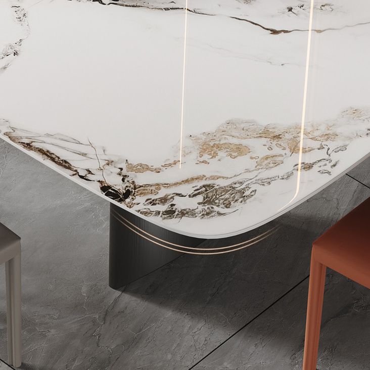 Set di tavoli da pranzo bianca lucido 1/4/5/6/7 pezzi glam dinette con sedie in pelle