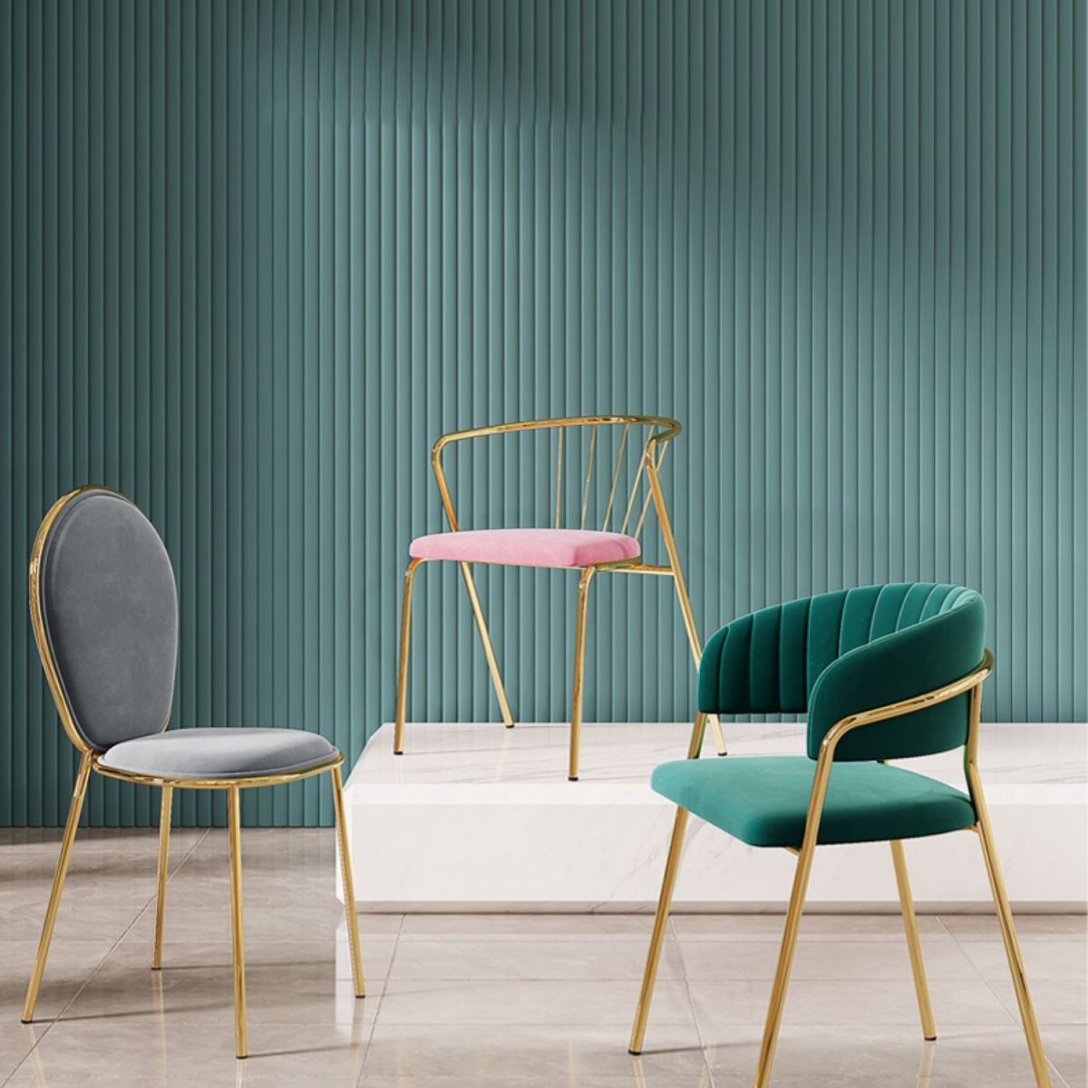 Gestoffeerde eetkamerstoel Glam -stijl Open achterstoel voor de eetkamer