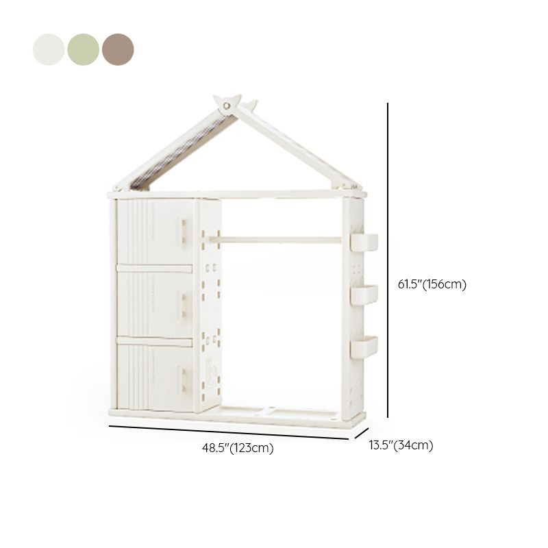 Modern Style Plastic Frame Wardrobe Freestanding Wardrobe with Shelves and Clothes Rail Clearhalo 'Armoires & Wardrobes' 'armoires_wardrobes' 'Bedroom Furniture' 'furn' 'furn_armoires_wardrobes' 'Furniture' 1200x1200_7a06c4d9-d129-42e1-b748-d881021cb7ab
