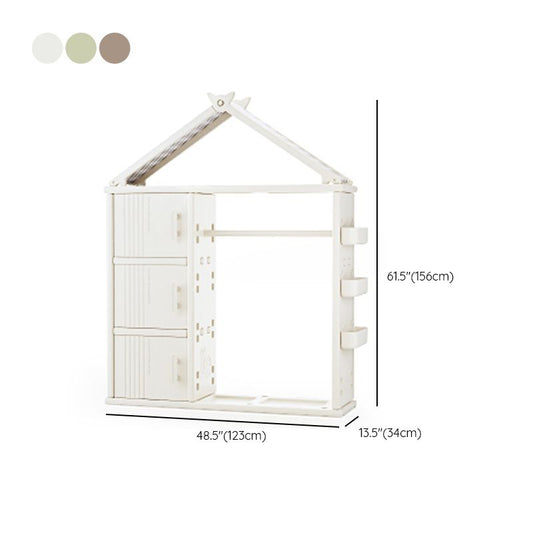 Modern Style Plastic Frame Wardrobe Freestanding Wardrobe with Shelves and Clothes Rail Clearhalo 'Armoires & Wardrobes' 'armoires_wardrobes' 'Bedroom Furniture' 'furn' 'furn_armoires_wardrobes' 'Furniture' 1200x1200_7a06c4d9-d129-42e1-b748-d881021cb7ab