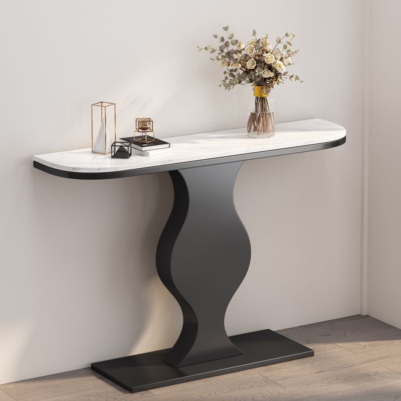 Modern de 11.81 "W Table de la consola Stone Half Moon Accent Table para Hall